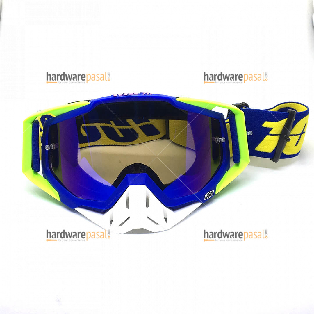 100% MX Goggles Blue White and Yellow Mix