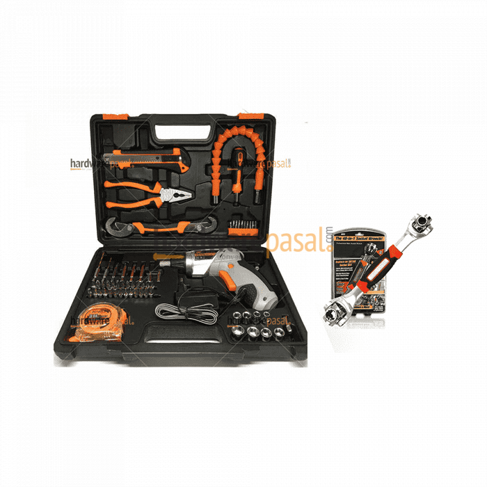 Dc Cordless Screwdiver Set + 48 in 1 Socket Wrench