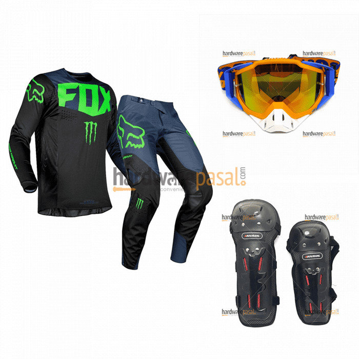 Riding Jersey + 100% Goggles + Sournal Knee and Elbow Guard