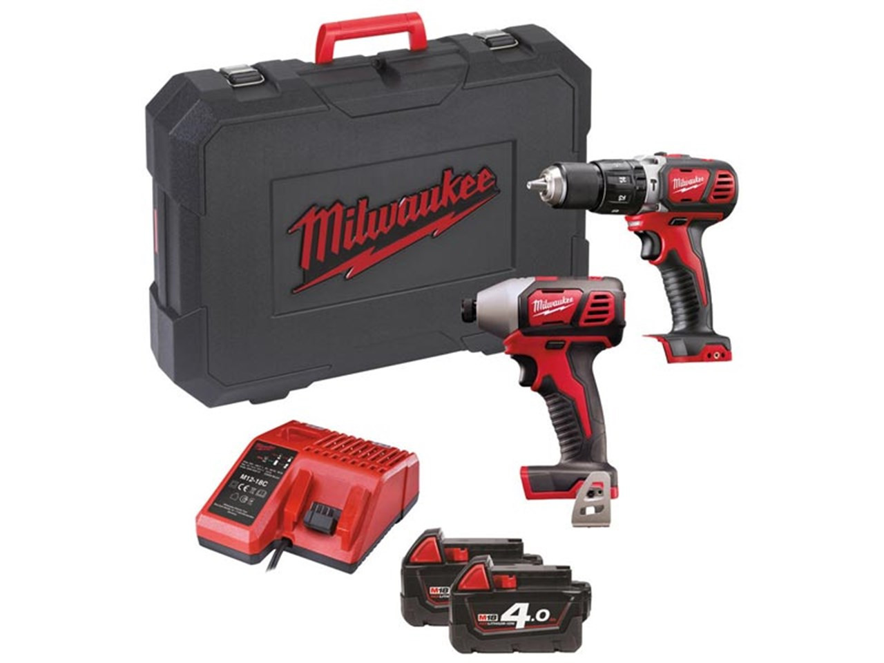 Milwaukee Cordless Combi Drill and Impact Driver M18BPP2C-402C