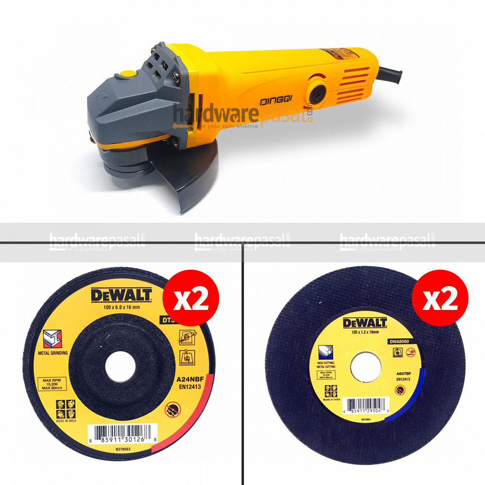 Angle grinder with grinding and cutting disc