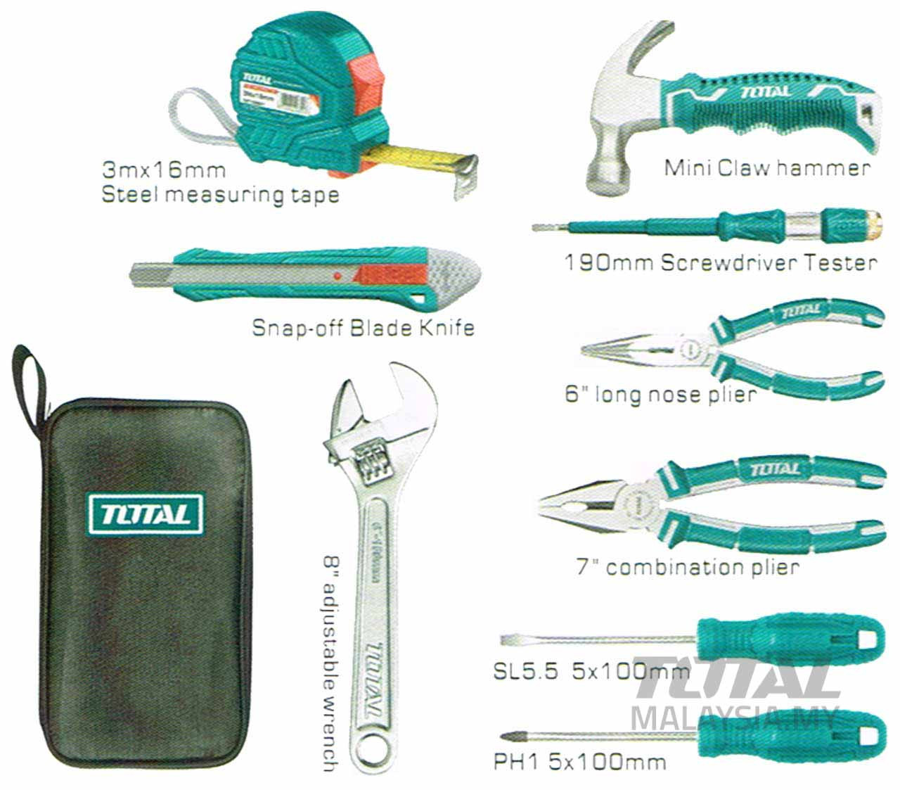Total 9Pcs Handtools Set THKTHP90096