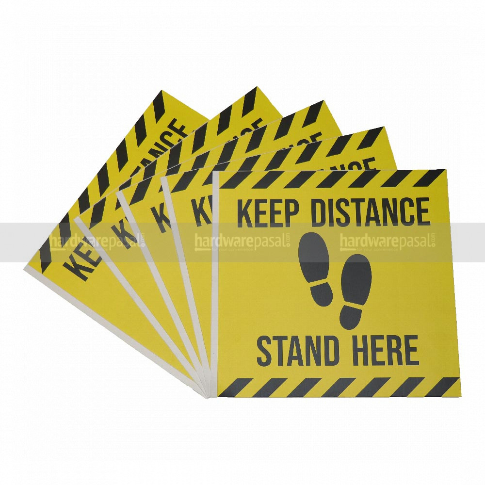 Signage Keep distance stand here Pack of 5