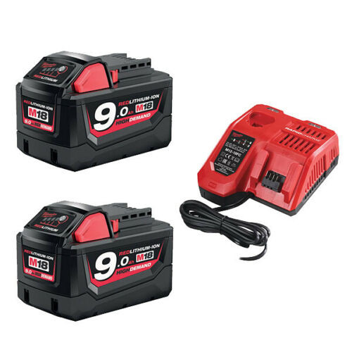 Milwaukee 18V 9.0Ah Battery x2 + 18V Rapid Charger M18NRG-902