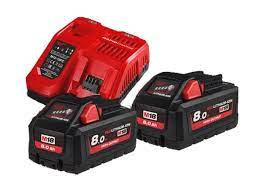 Milwaukee 18V 5.5Ah Battery x2 +18V Rapid Charger M18HNRG-552