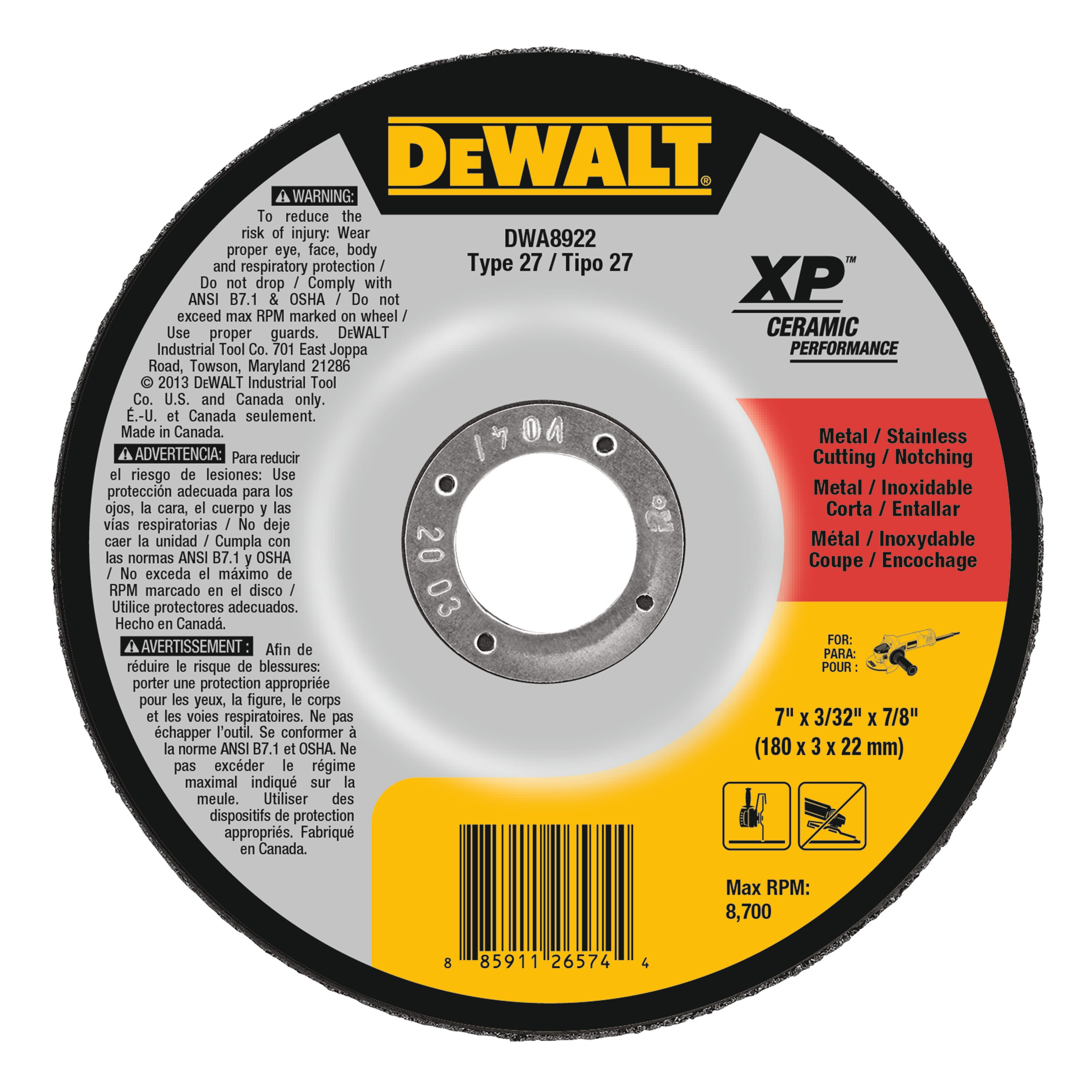 Dewalt 7" Cutting Wheels DWA8922