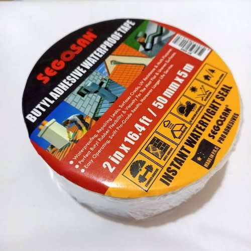 Segosan 2in*16.4 ft / 50mm*5m Butyl Adhesive Waterproof Tape