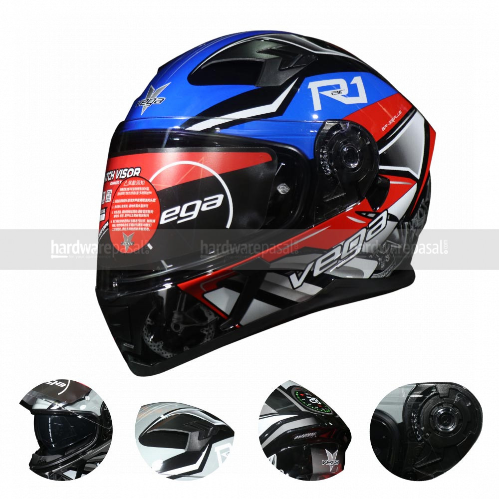 Vega Helmet- Mad Speed Red Blue