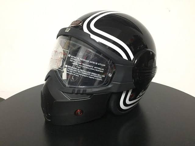 Beon B-706 Fiberglass Helmet with Mask- Black with Curve Designed