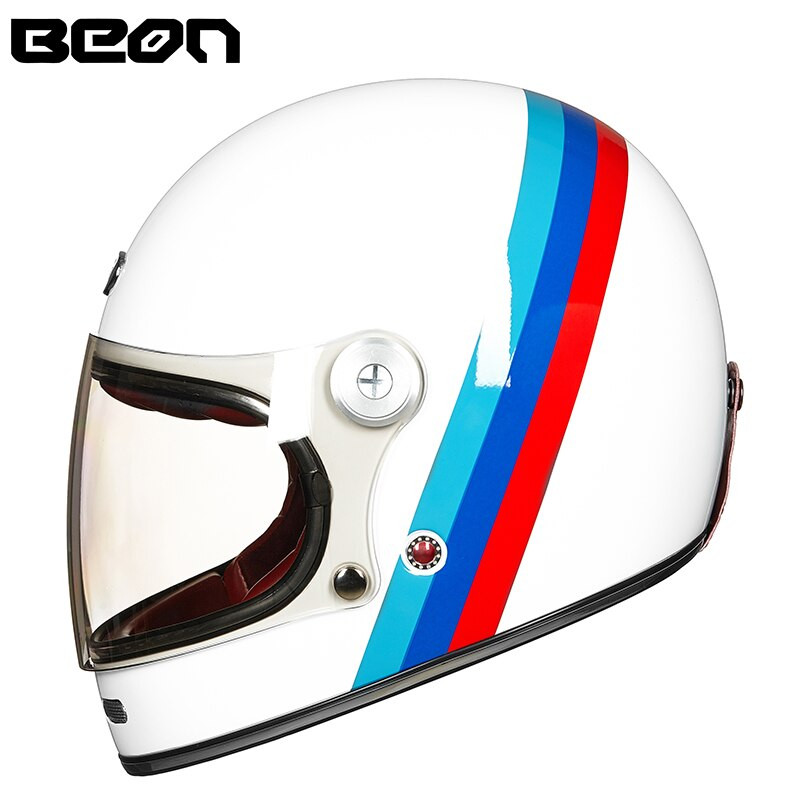 Beon B-510 Full Face Helmet- White with Rainbow Design