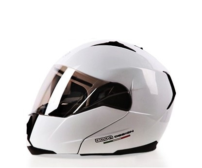 Beon Flip Up Dual Visor Racing Motos White Helmet B-700