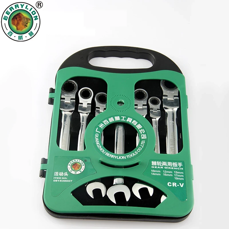 Berrylion 7pcs 10-19mm  Ratchet Combination Wrench 081537007