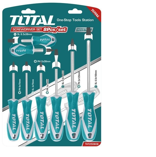 Total 8 Pcs Screwdrive Set THT250608