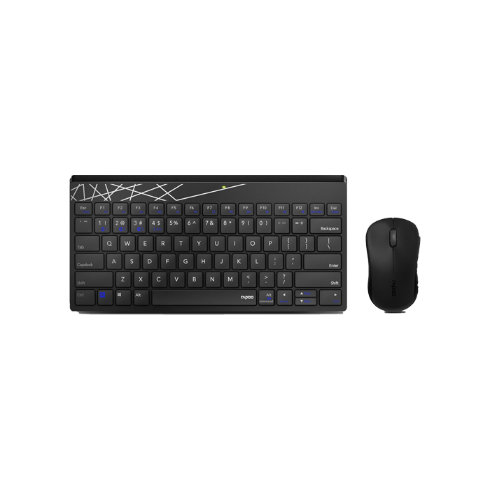 Rapoo 8000m Multi Mode Wireless Keyboard and Mouse-US Black (18726)