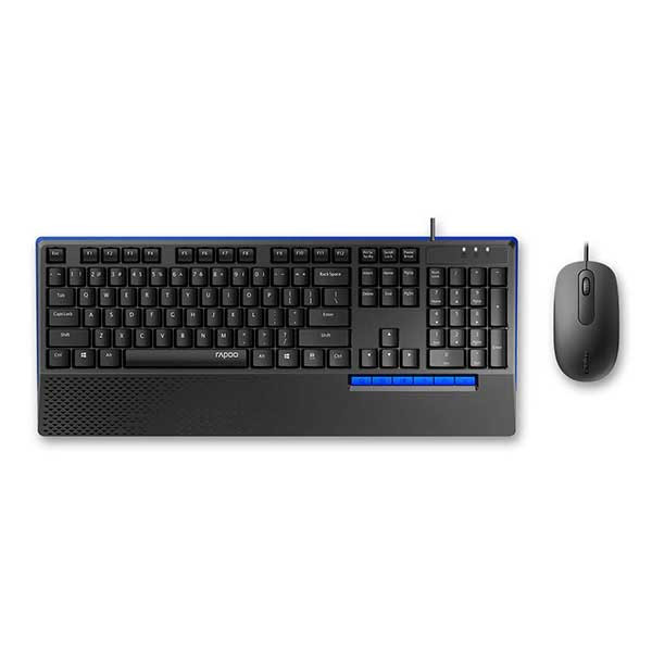 Rapoo NK2000 Wired Optical Mouse and Keyboard Combo-US Black (18680)