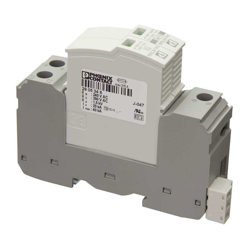 Phoenix Surge Protection Device (SPD) , Type 2 Surge Arrester, VAL-SEC-T2-1S-350-FM 2905333
