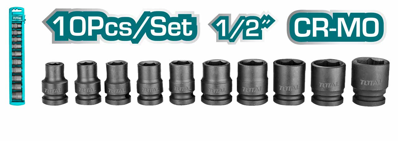 Total 1/2″ Impact Socket Set (10pc) THISTD12101
