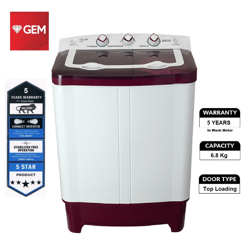 Gem 6.8Kg Semi Automatic Cyclone Washing Machine G88R