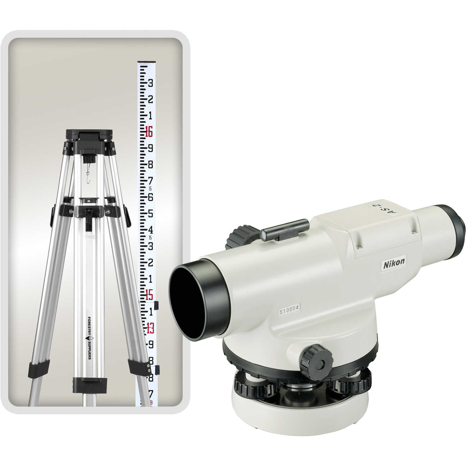 Nikon AC 2S Automatic Optical Level with 2pc Staff and Tripod