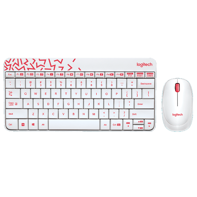 LOGITECH DESKTOP MK240 NANO WIRELESS COMBO WHITE / VIVID RED (920-008201)