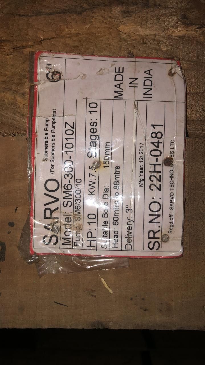Sarvo 10Hp 7.5Kw Stage 10 Submersible Pump SM6-300-1010Z