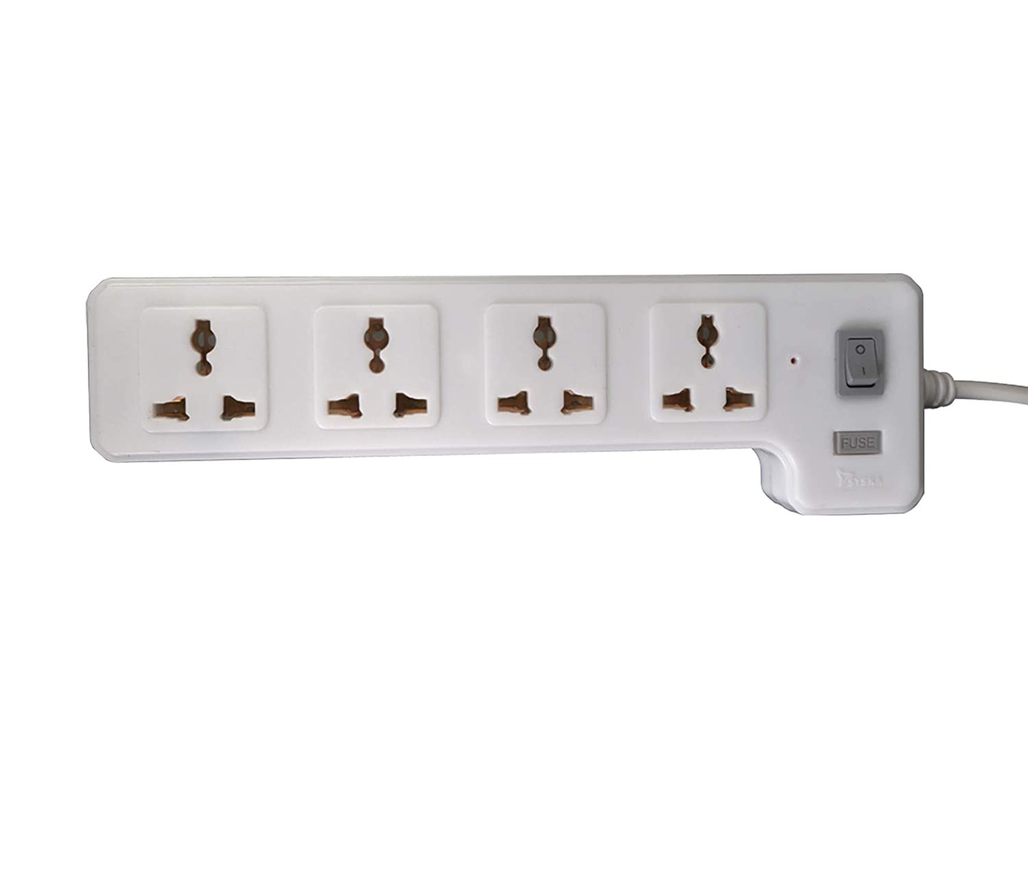 SYSKA 4 Way Power Strip 2 Meter Long Cord White EBS-0403E