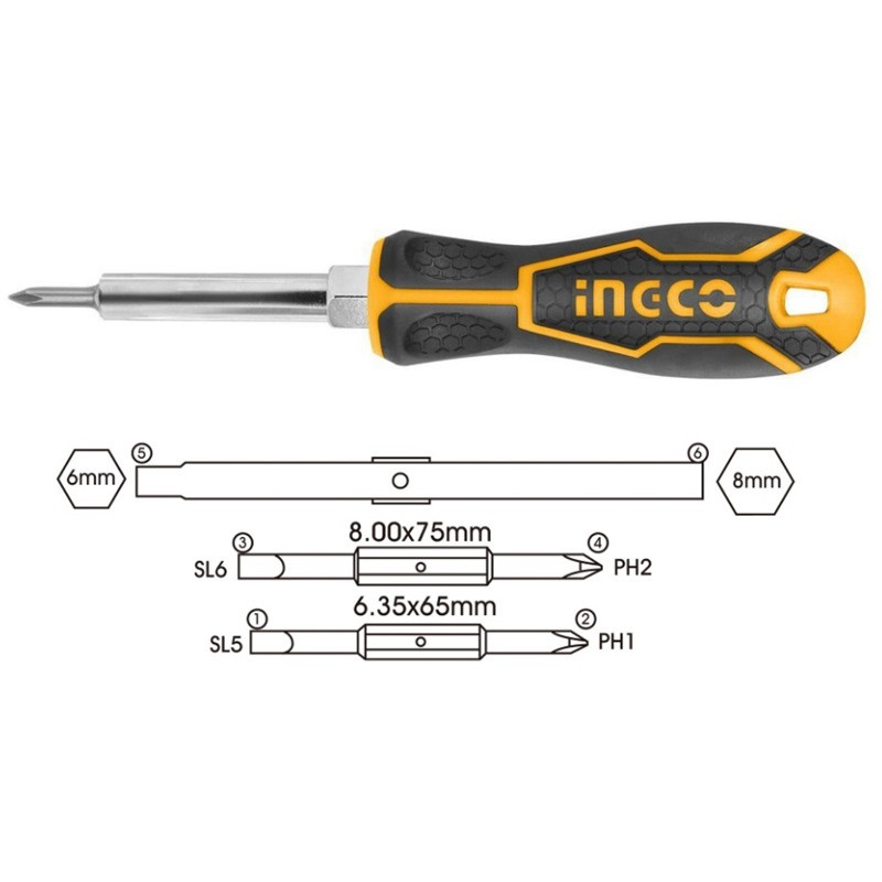 Ingco 6In1 Screwdriver Set AKISD0608