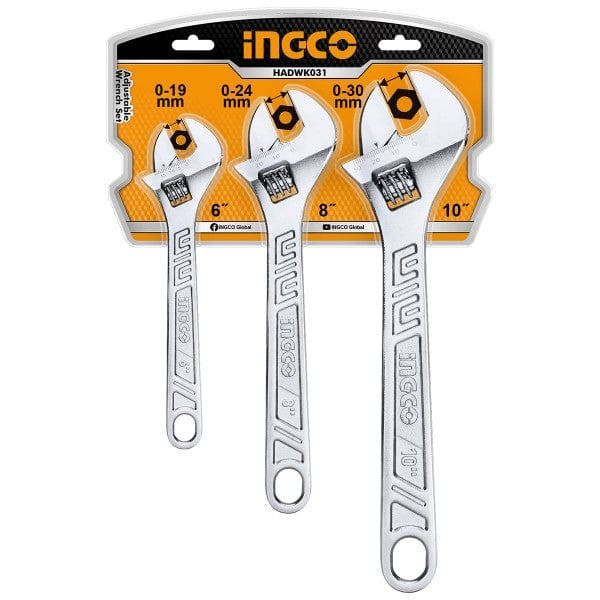 Ingco 3Pcs Adjustable Wrench Set HADWK031