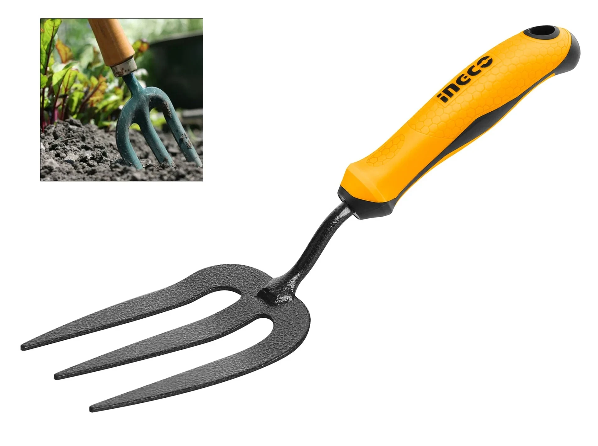 Ingco 320mm Gardening Fork Carbon Steel HFTF38