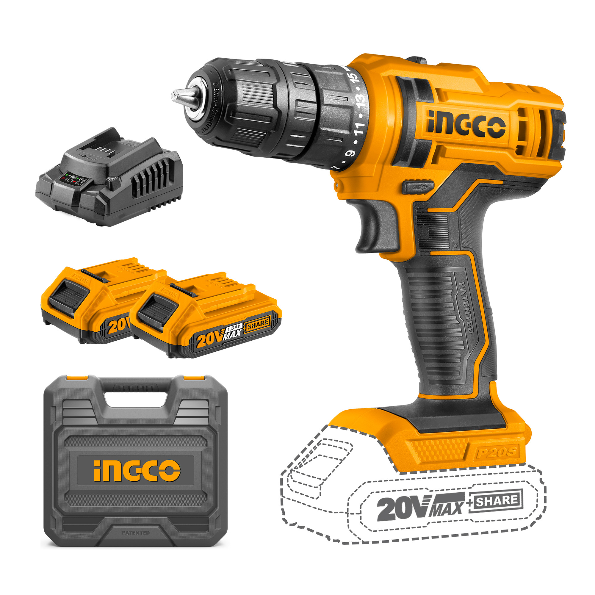 Ingco 20V Lithium-ion Cordless Drill CDLI20028