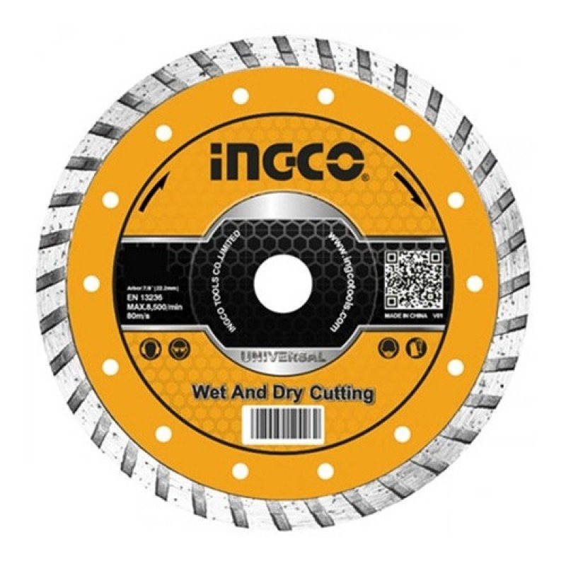 Ingco 355mm(14")X25.4mm Diamond Disc For Asphalt And Concrete Cutting DMD033551