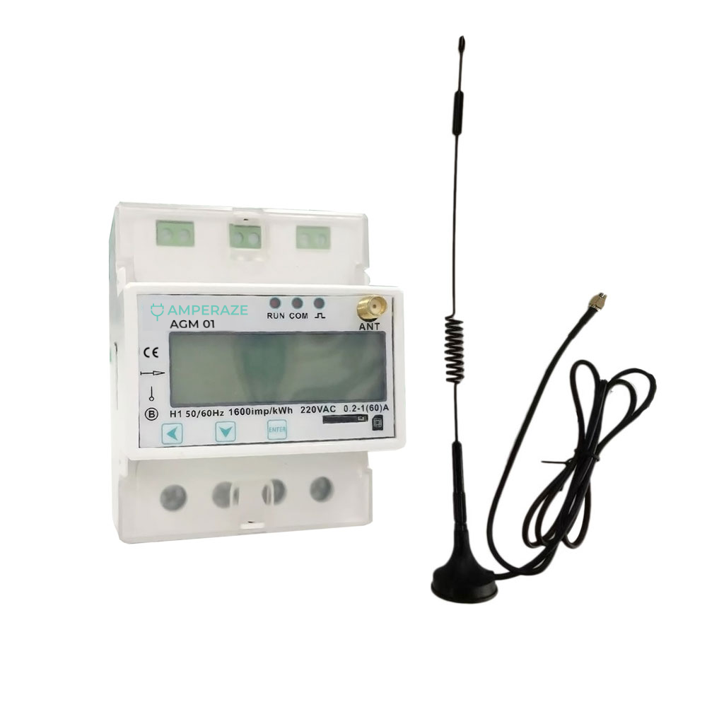 Single Phase 4G DIN Rail Energy Meter Amperaze AGM01