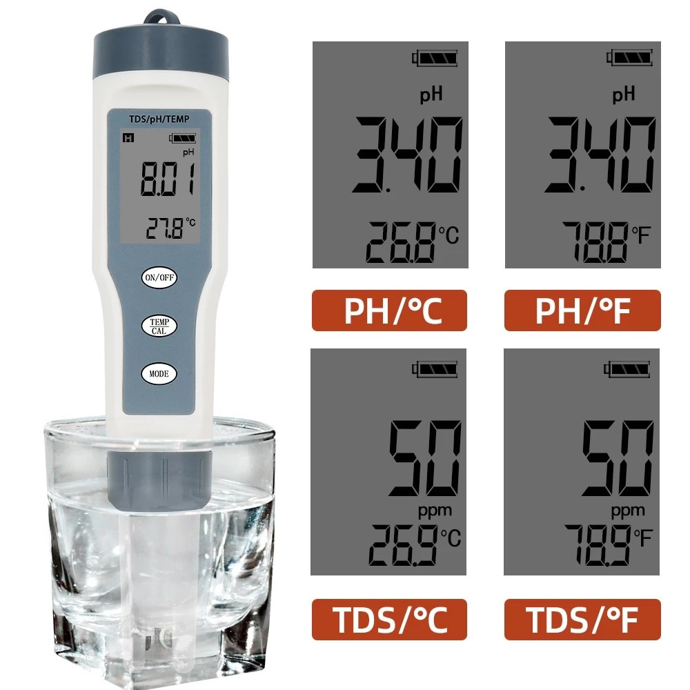 3 In 1 TDS/pH Meter pH/TDS/Temp.
