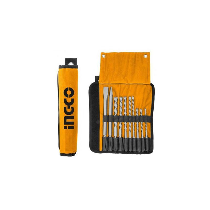 Ingco 10 Pcs Hammer Drill Bits and Chisels Set AKD2101