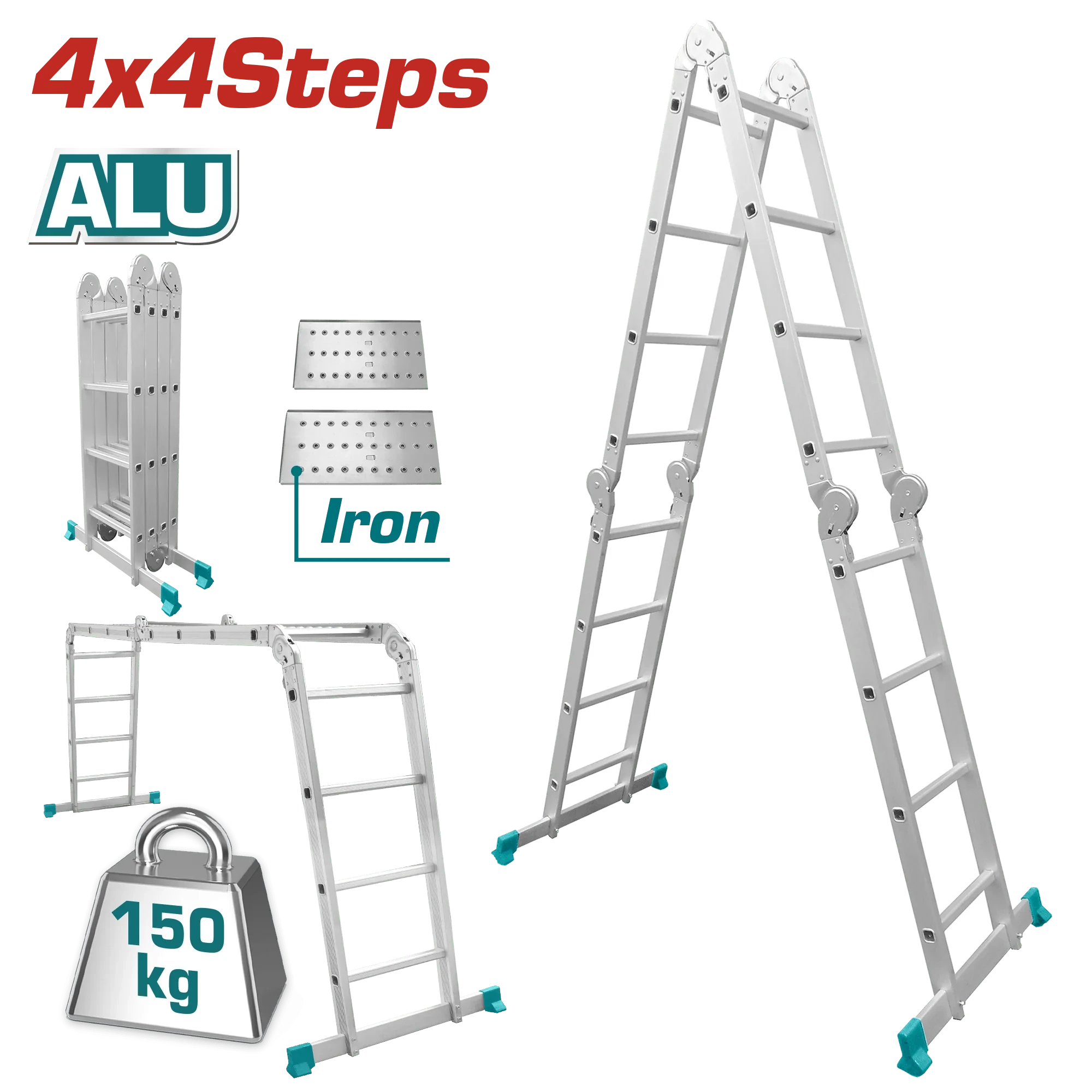 Total 4x4 Multi-Purpose Aluminum Ladder THLAD04441