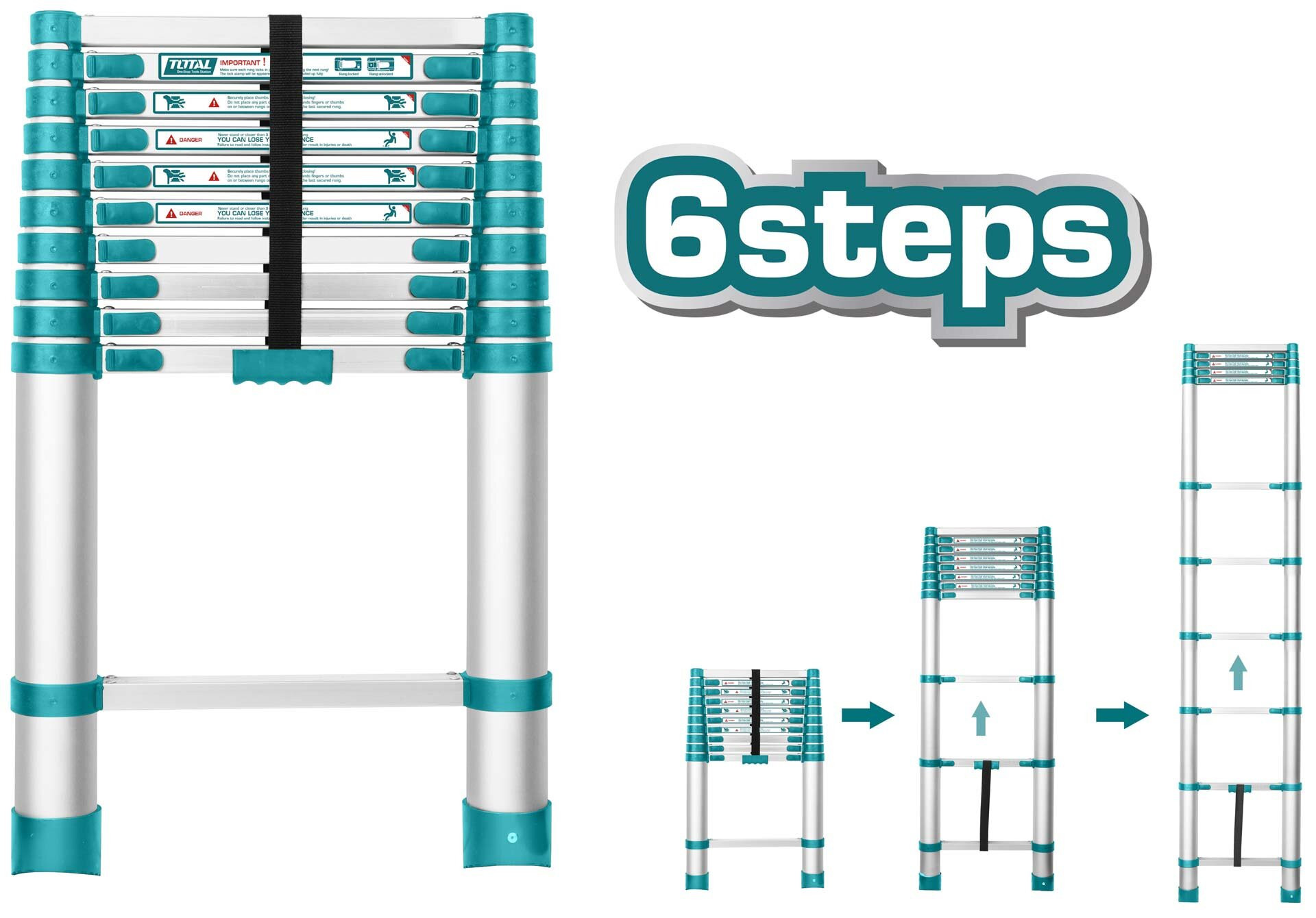 Total 6Steps Telescopic Ladder THLAD08061