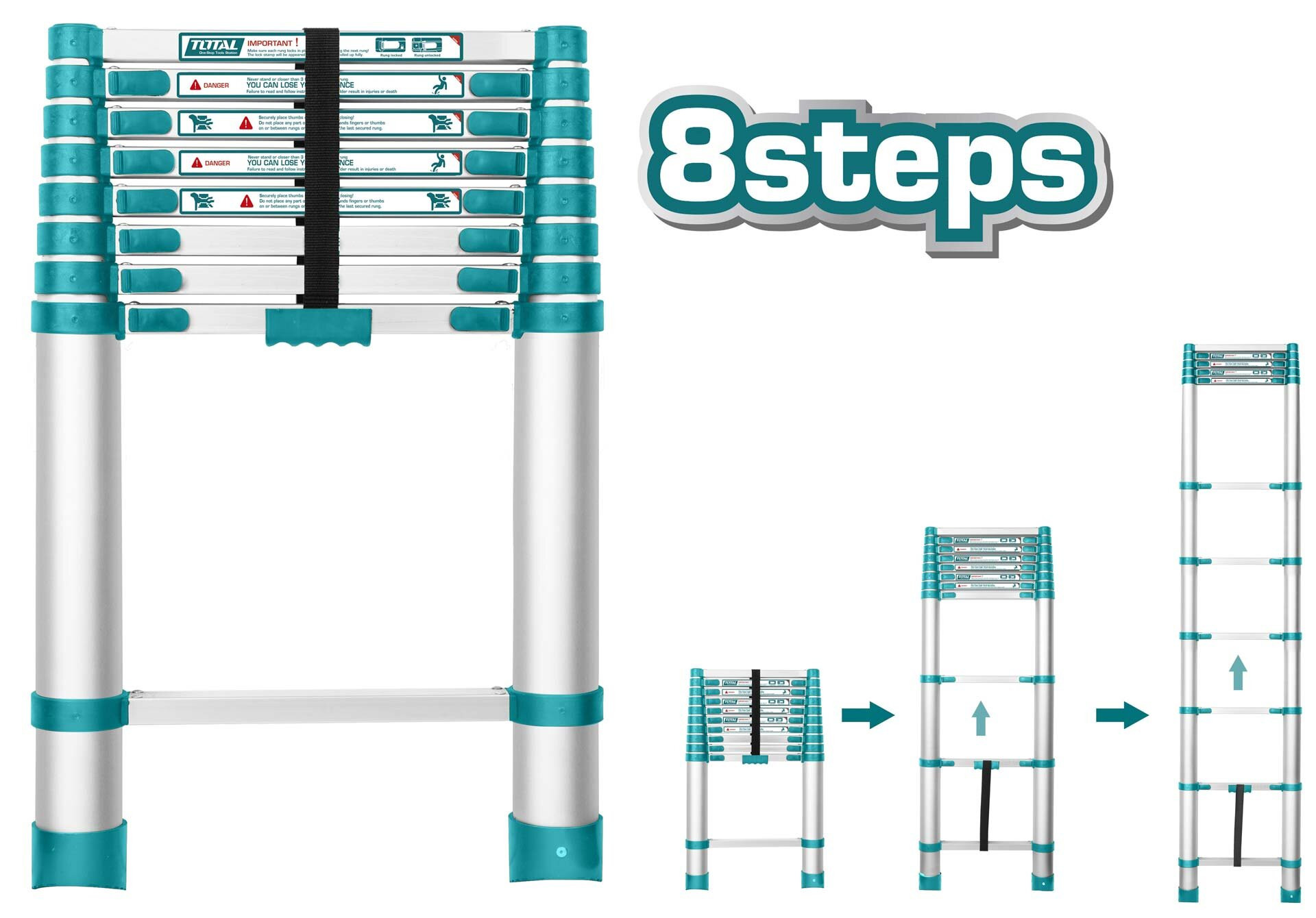 Total 8Steps Telescopic Ladder THLAD08081