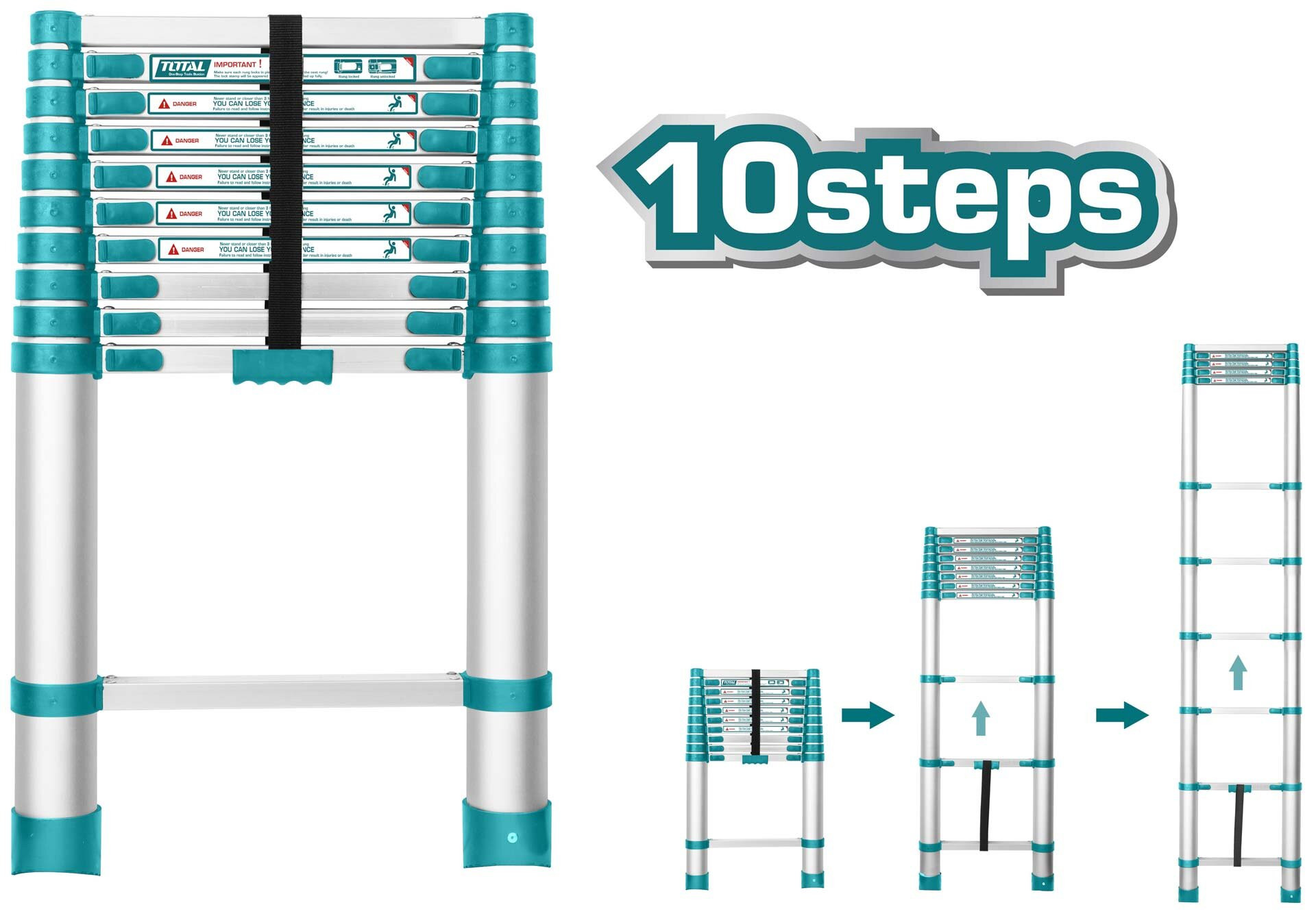 Total 10Steps Telescopic Ladder THLAD08101