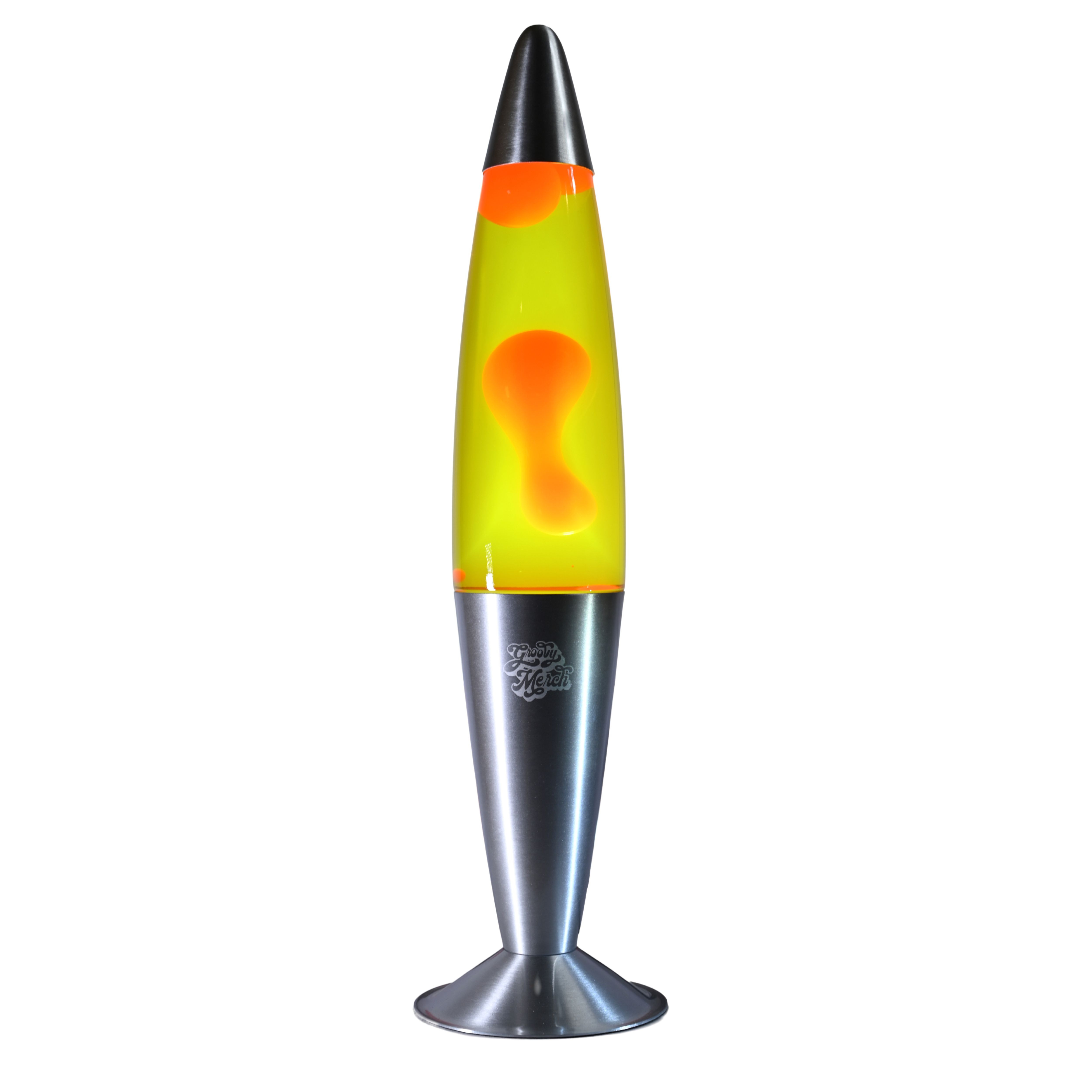 Groovy Merch SA 16.3" Silver Base Lava Lamp- Yellow Water & Orange wax