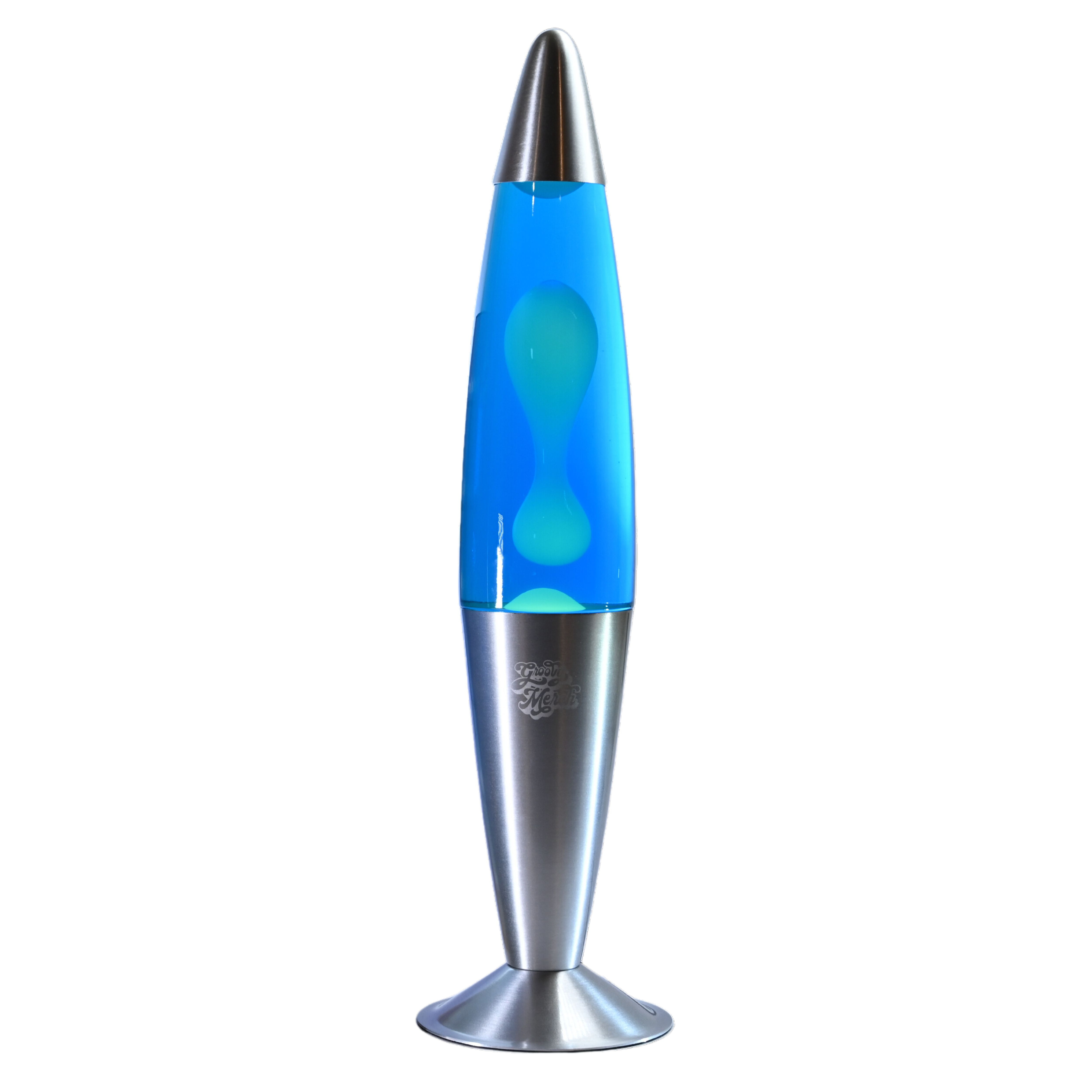 Groovy Merch SA 16.3" Silver Base Lava Lamp- Blue water & White Wax