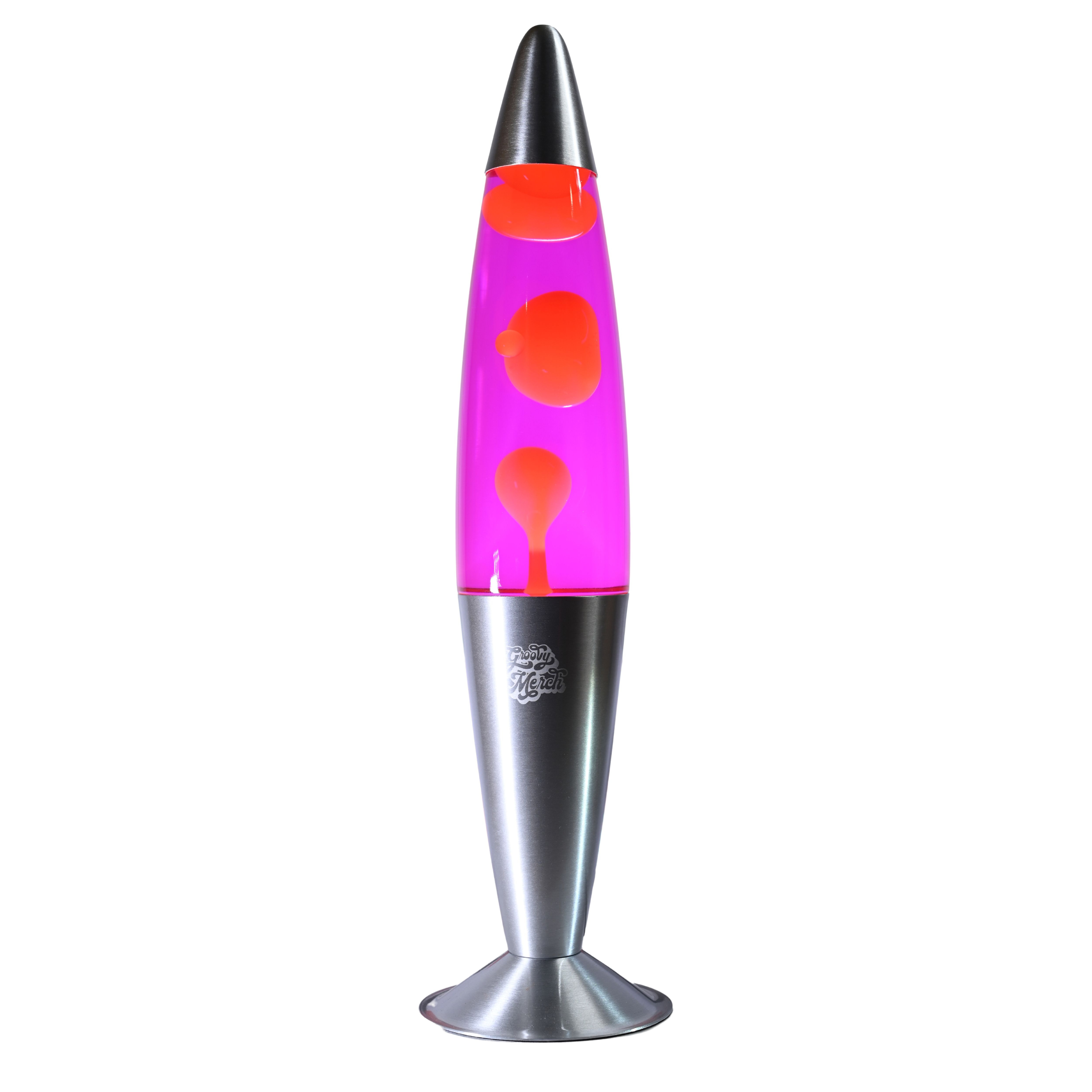 Groovy Merch SA 16.3" Silver Base Lava Lamp- Pink Water & Yellow Wax