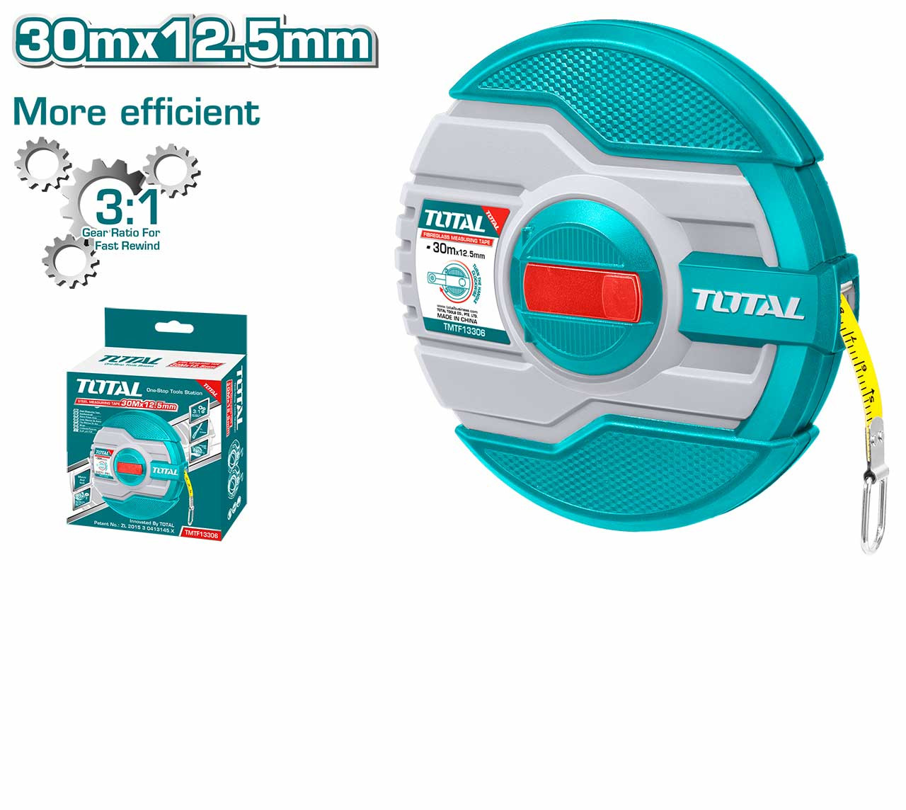 Total 30mm*12.5mm Fiberglass Measuring Tape TMTF13306