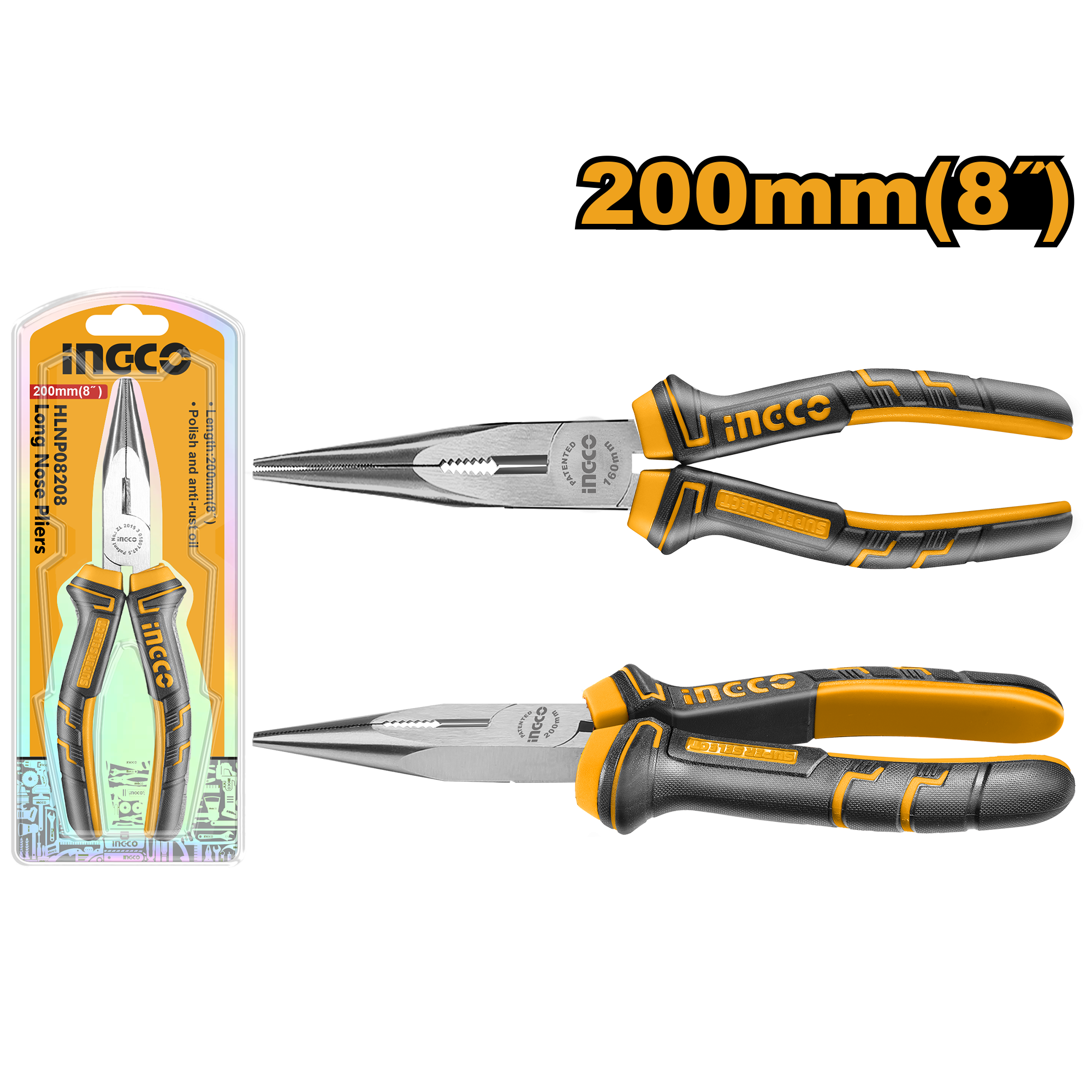 Ingco 8" Long Nose Pliers HLNP08208