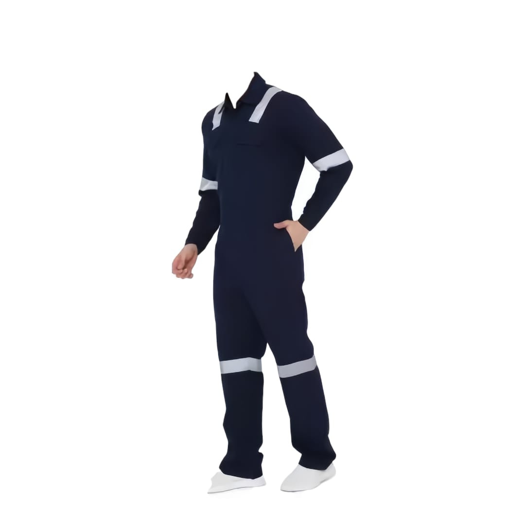 100% Cotton Jacket & Pant with Reflective Tape- Navy Blue
