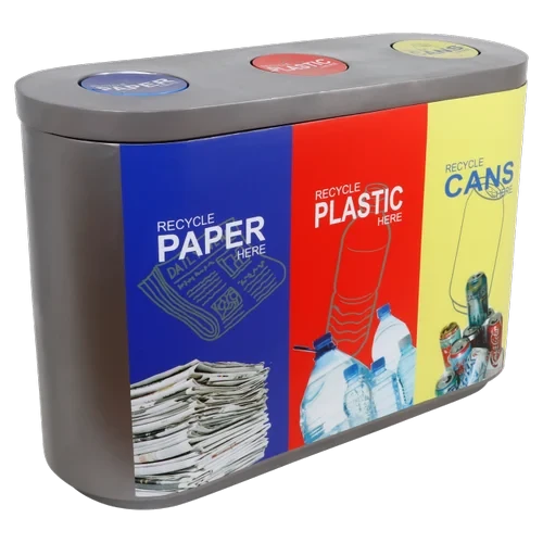 KC Green Fiberglass 60L Color Coded Waste Bin Trio