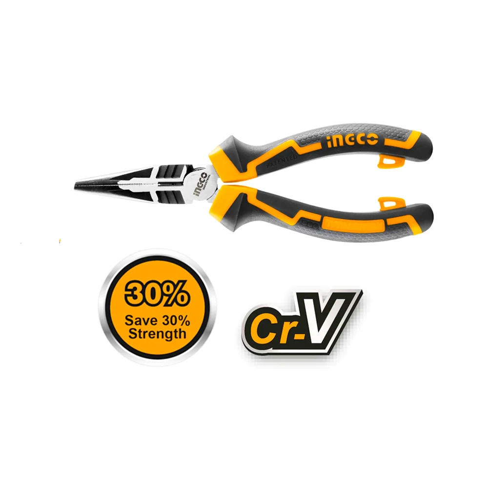 Ingco 8" 200mm High Leverage Long Nose Pliers HHLNP28200