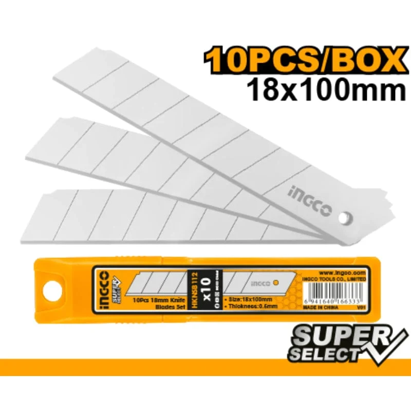 Ingco 10Pcs 18mm Knife Blade Set HKNSB112