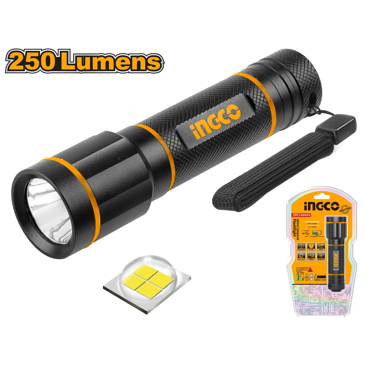 Ingco 250 lumens Flashlight HFL013AAA58