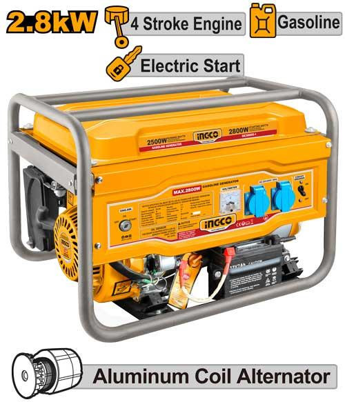 Ingco 2.8KW 4 Stroke Engine Gasoline Generator GE30005-1