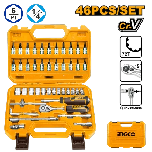 Ingco 46Pcs 1/4" Socket Set HKTS14462